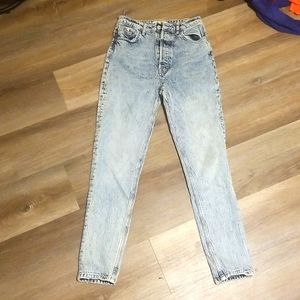 Free People extra high-waisted acid wash straight leg jeans